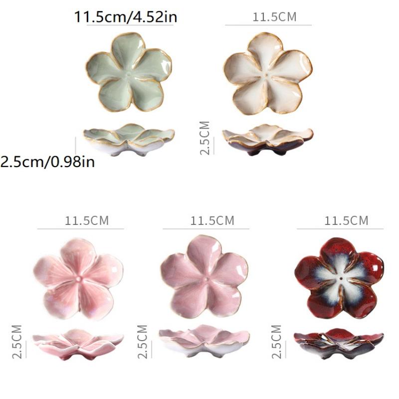 Vintage Ceramic Flower Shaped Craft Dish Multi-Color Dipping Sauce Small Bowl Creative Kitchen Gift