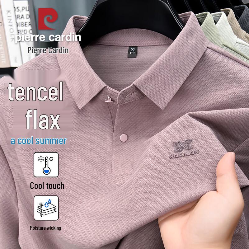 Pierre Cardin Men's Linen Tencel Quick Dry Business Casual Polo Shirt