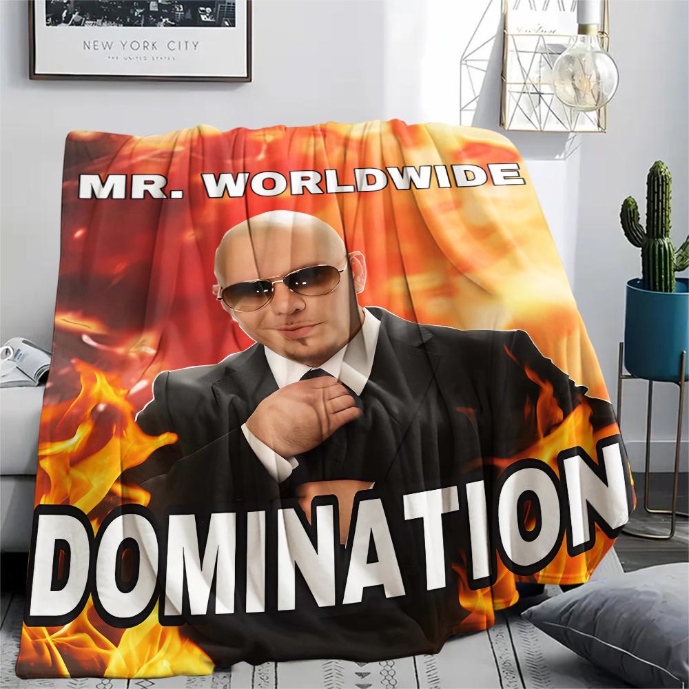 1Pc Mr. Worldwide Print Flannel Blanket, High Quality Comfortable for All Seasons, Home Decor, Warmth and Comfort, Perfect for Christmas Gifts