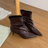 Fashion Heels Footwear Pointed Toe Ladies Ankle Modern Boots Shoes Fashion Pleated Women Short Boots Female Slip On Shoes Pumps