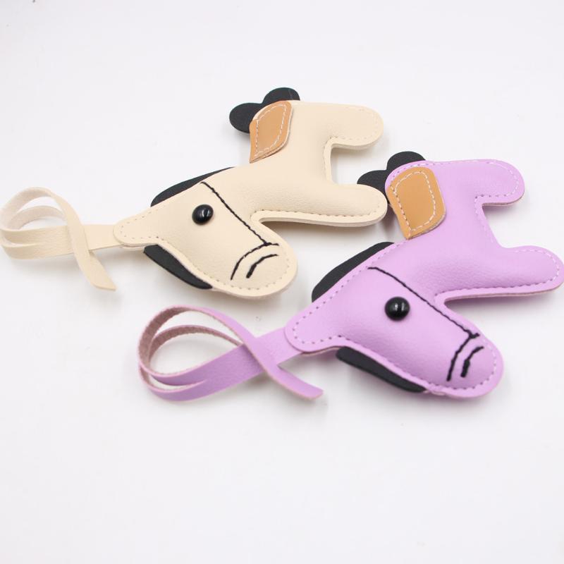 Cartoon Pu Leather Brown Pony Charms Keychain Pendant Women Keyring Cute Animal Bag Hanging Ornament Accessories Decoration Gift