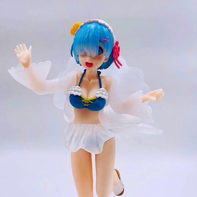 23CM Anime Re:Life In A Different World From Zero Rem Standing Swimsuit Action Figure Collection PVC Model Kid Toy Ornament Doll