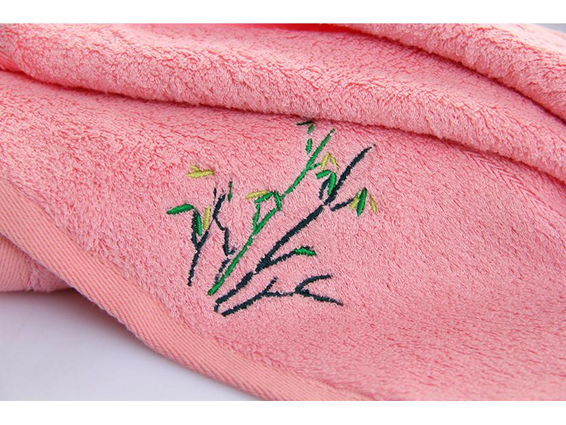 Bamboo Charcoal Embroidered Bath Towel Gift Set - Thick, Solid Color, 32-Count Single Yarn