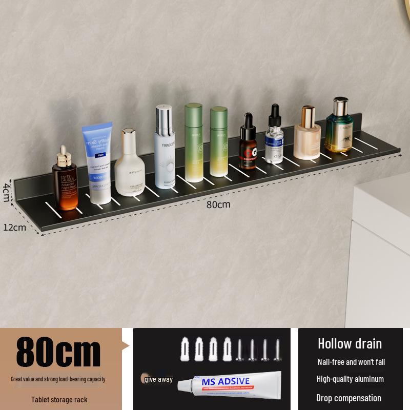 Wall-Mounted No-Drill Bathroom Vanity Shelf with Space for Faucet and Mirror