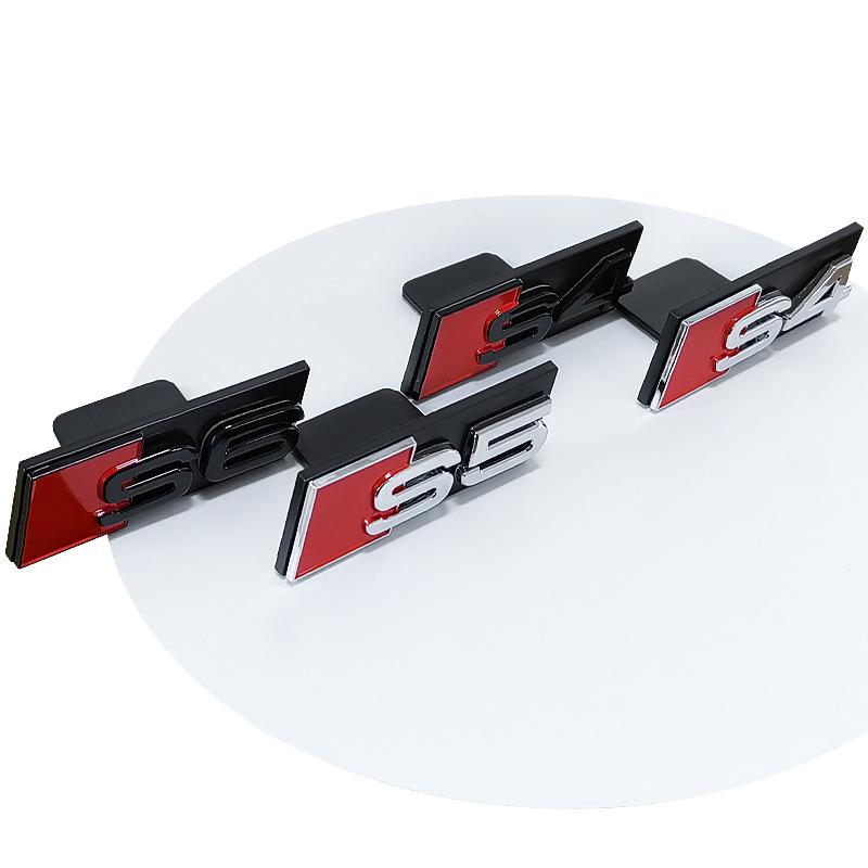 3D ABS Yellow Blue Black Logo S3 S4 S6 S7 S8 S5 Badge Car Front Grill Emblem Sticker For 9lbkr S3 S4 S5 S6 S7 S8 Accrssories lbkr9