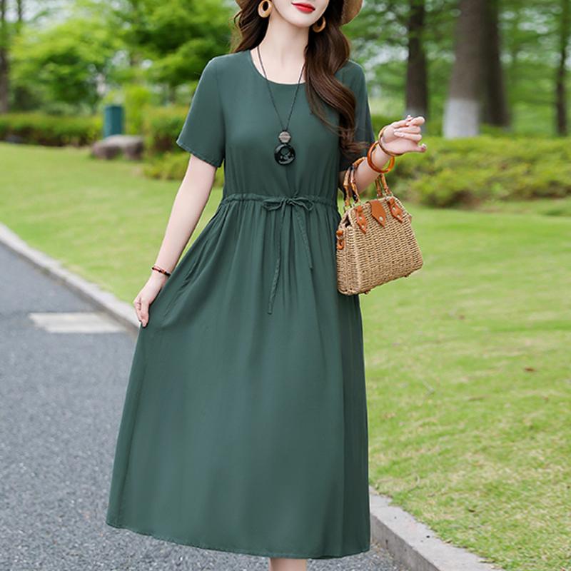 Casual Women's Dress Summer Vintage Clothes Loose Short Sleeve Plus Size Elegant Long Dresses
