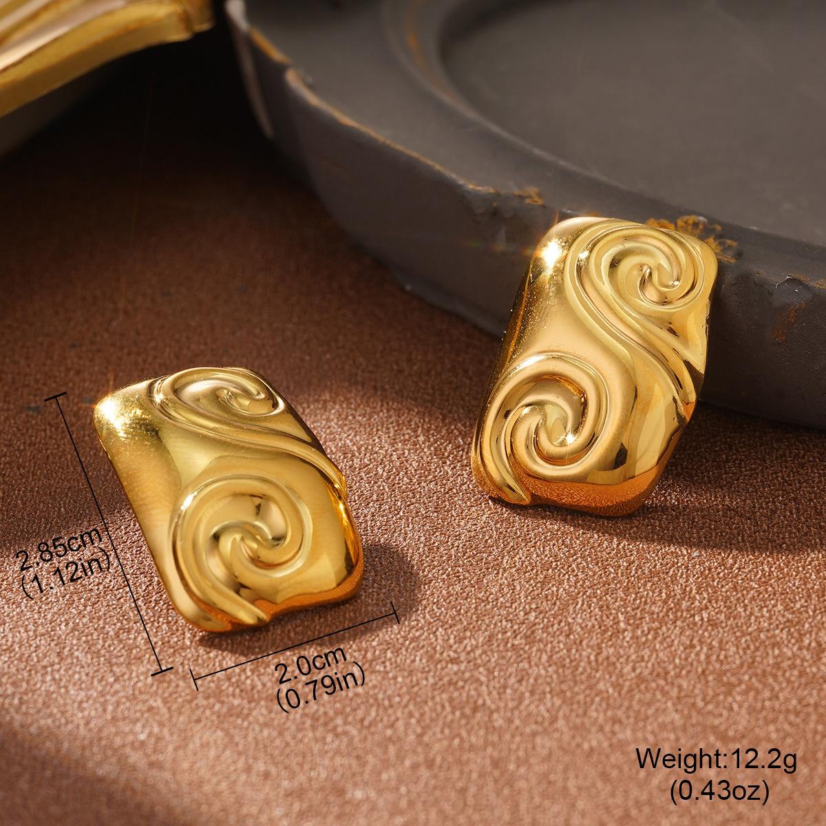 Ocean Wind Earrings Titanium Steel Niche Fashion Personality Color Retaining Earrings Geometric Love Earrings