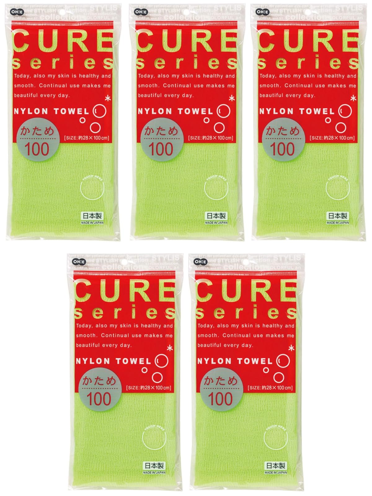 

Ohe Body Towel Width 28cm x Length 100cm Green Kua2 Nylon Towel Firm Made in Japan Set of 5 Approx. зелёный