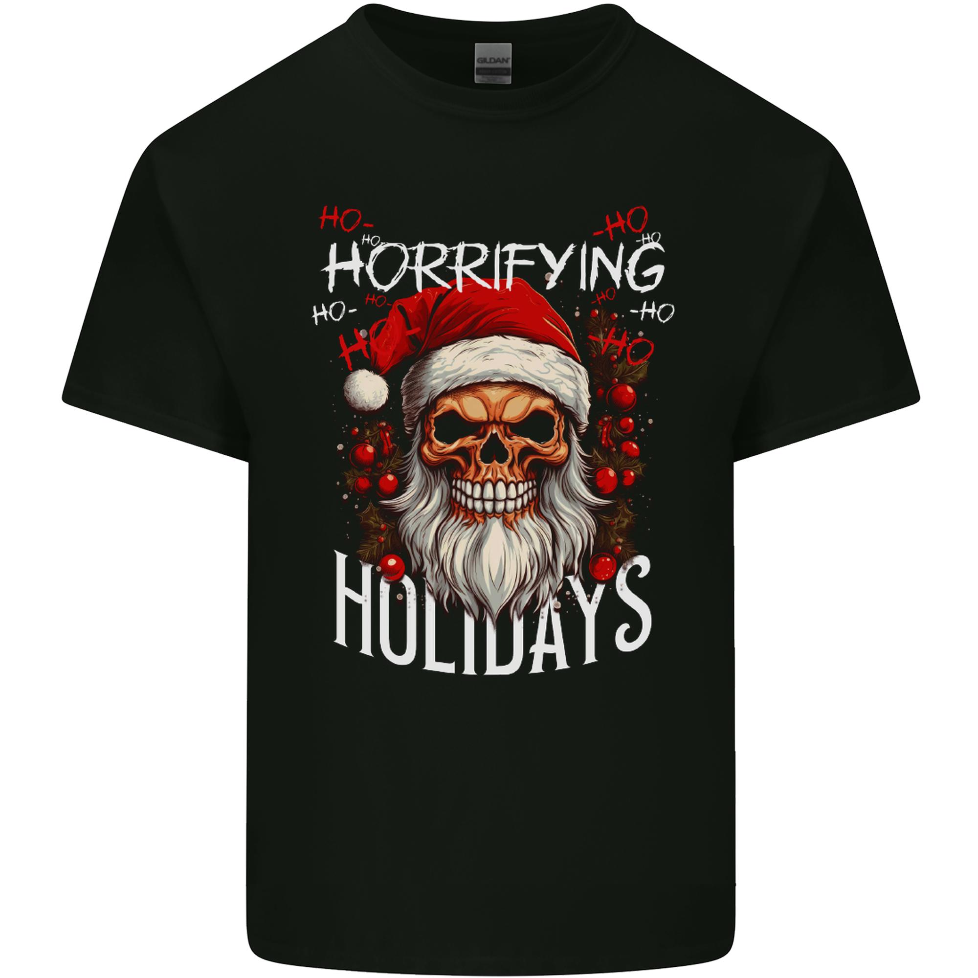 Horror Holidays Evil Santa Skull Christmas Xmas Unisexs Light Cotton TShirt S