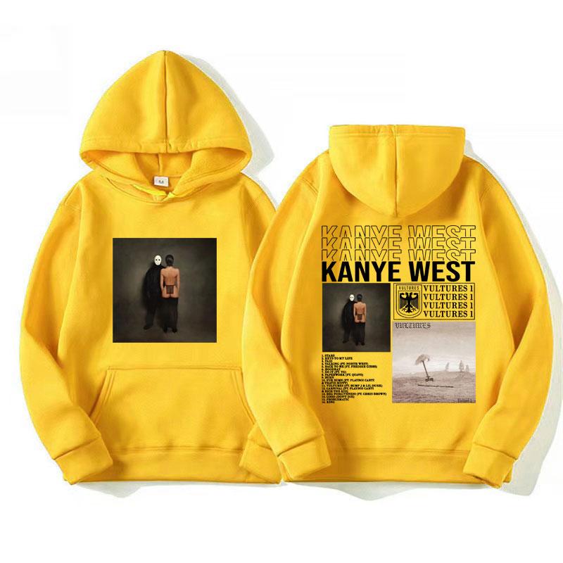 Rapper Kanye West Yeni Albümü Vultures Grafik Kapüşonlu Erkek Kadın Vintage Moda Sweatshirt Erkek Gotik Oversize Kapüşonlu Streetwear