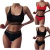 Women's Bikini Solid Set Swimsuit Two Piece Filled Bra Swimwear Beachwear