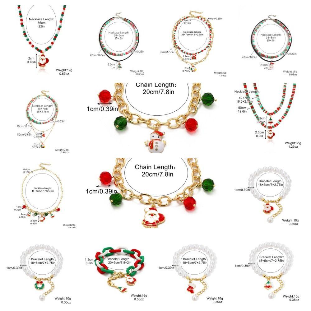 Christmas Tree Rice Beaded Chain Santa Cartoon Pendant Bracelet  Women