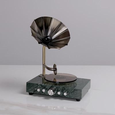 Modern Luxe Retro Gramophone Record Player Ornament for Home, Desk, or Hotel Model Rooms
