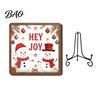 Christmas Hanging Ornament Wooden Tabletop Decor, 2D Pet Santa with Iron Stand, Rustic Xmas Party Holiday Sign for Home And Cafe Festive Shelf, Solid