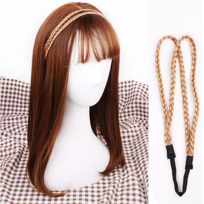 Elastisches Pop-Geflochtenes Perücken-Twist-Stirnband Haarreifen Haar-Accessoires Synthetische Perücke Perücken-Stirnband Doppelt Geflochtenes Geflochtenes Haarband