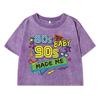 80 90S Hip-Hop Music Printing Female Washed Short T Shirt Summer Casual Tshirt Street Clothes Fashion Loose Distress Tee
