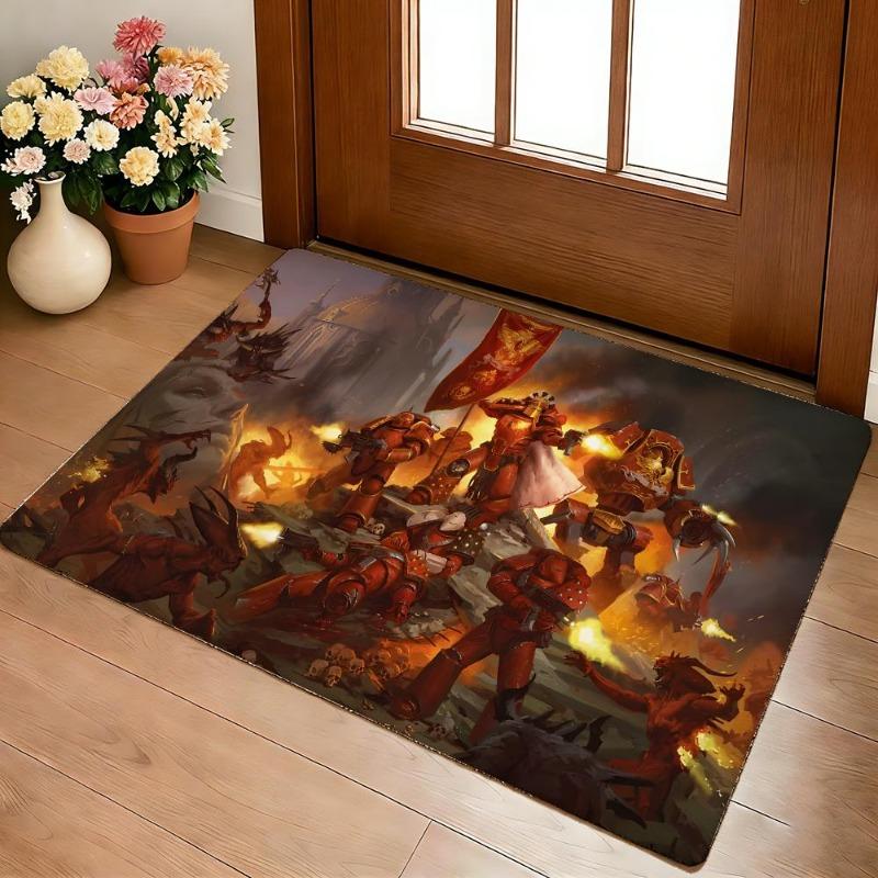 Tappeto da Battaglia Spaziale Sci Fi Stampa Personaggio Gioco Dark Fantasy Antiscivolo Rettangolare Tappetino per Pavimento Stanza dei Giochi Decorazione Casa