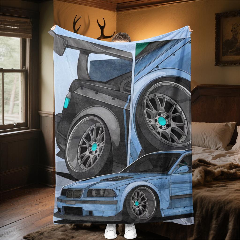 1PC Car Enthusiasts Dream Blanket Perfect All Seasons Soft Comfortable Sofa Office Travel Home Use Makes Great Gift