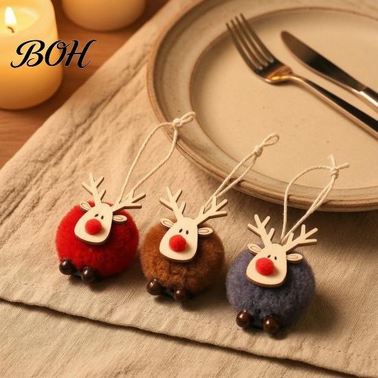 Small Lightweight Xmas Tree Ornaments Christmas Felt Elk Hanging Ornaments, Cute Fuzzy Pom Reindeer Deer Decorations for Holiday Pendant, Party Winter