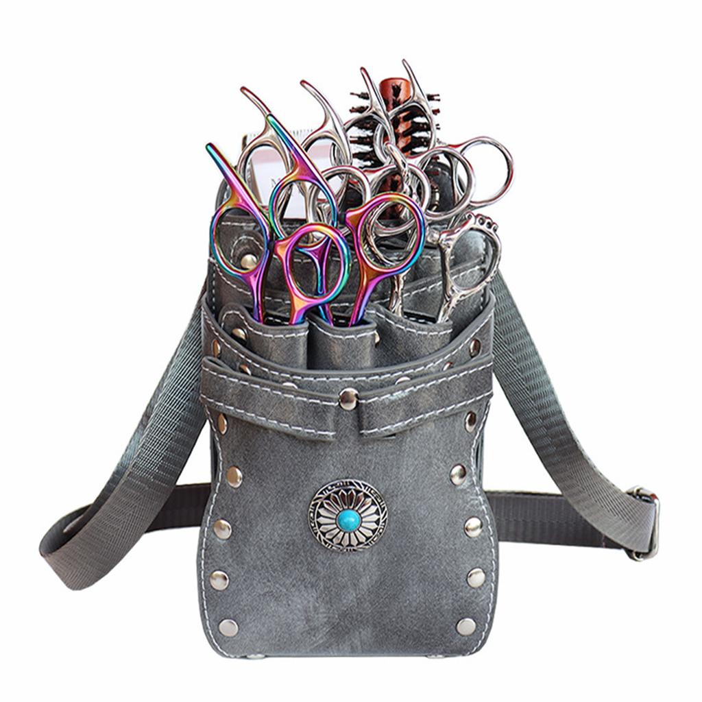 Scissors Bag Barber Hairstylist Waist Bag 7slot Detachable Scissor Holder Bag Pu Leather Tool Bag