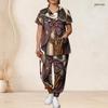 Women Plus Size Wizard Raccoon Halloween Print Scrub Set Short Sleeve V Neck Top And Wide Long Pants Medical Uniform