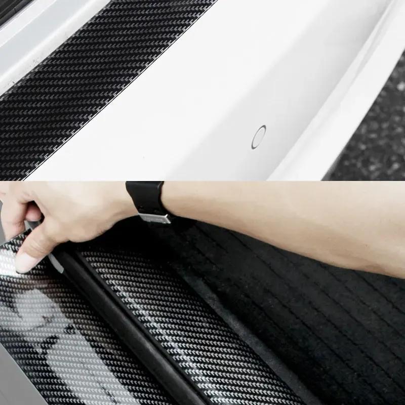 3D Nano Carbon Fiber Car Sticker Paste Door Sill Protector Bumper Tape Car Rear Trunk DIY Paste Protector Strip Waterproof Film