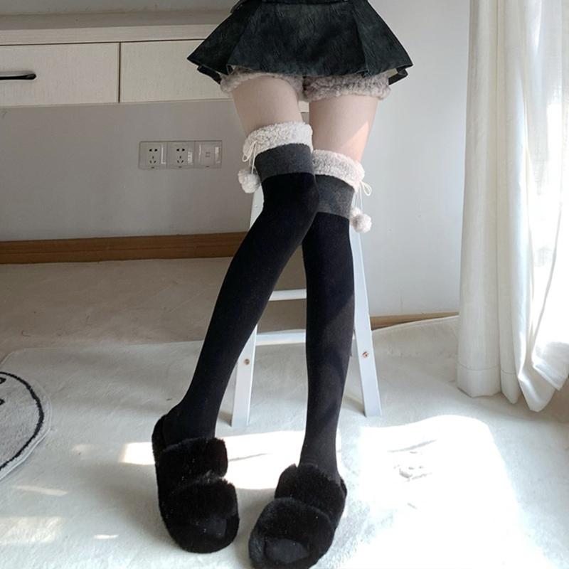 1 Pair Women Over Knee Stockings Princess Style Dress Socks Ruffle Thigh High Socks Long Tube Frilly Socks Ballet Socks