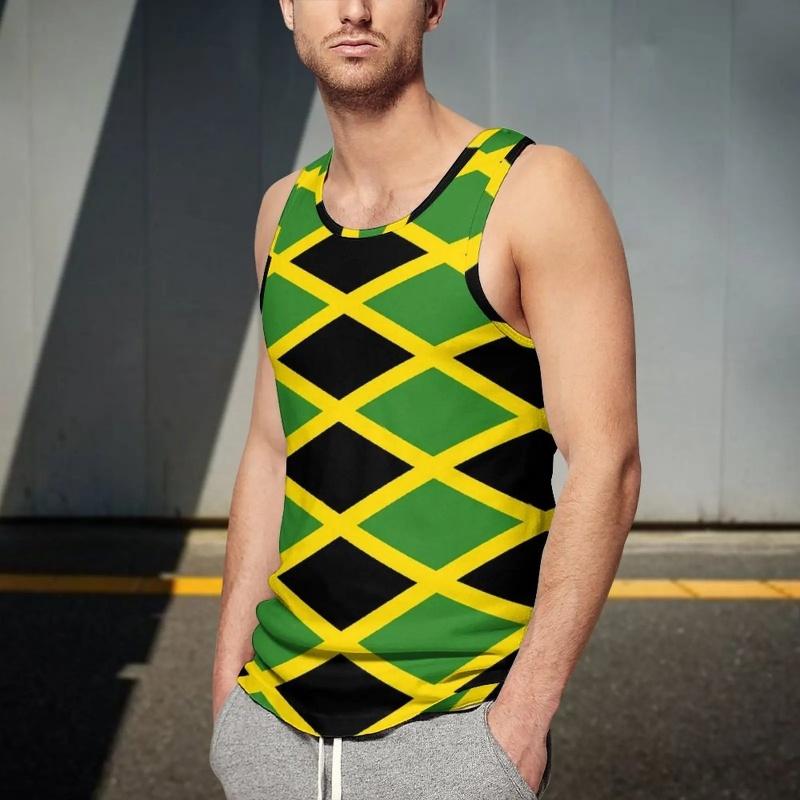 Colorful Stripe Geometry Tank Tops For Man Color Block Pattern Tees Summer Casual Vest Oversized Sports Street Tank Top