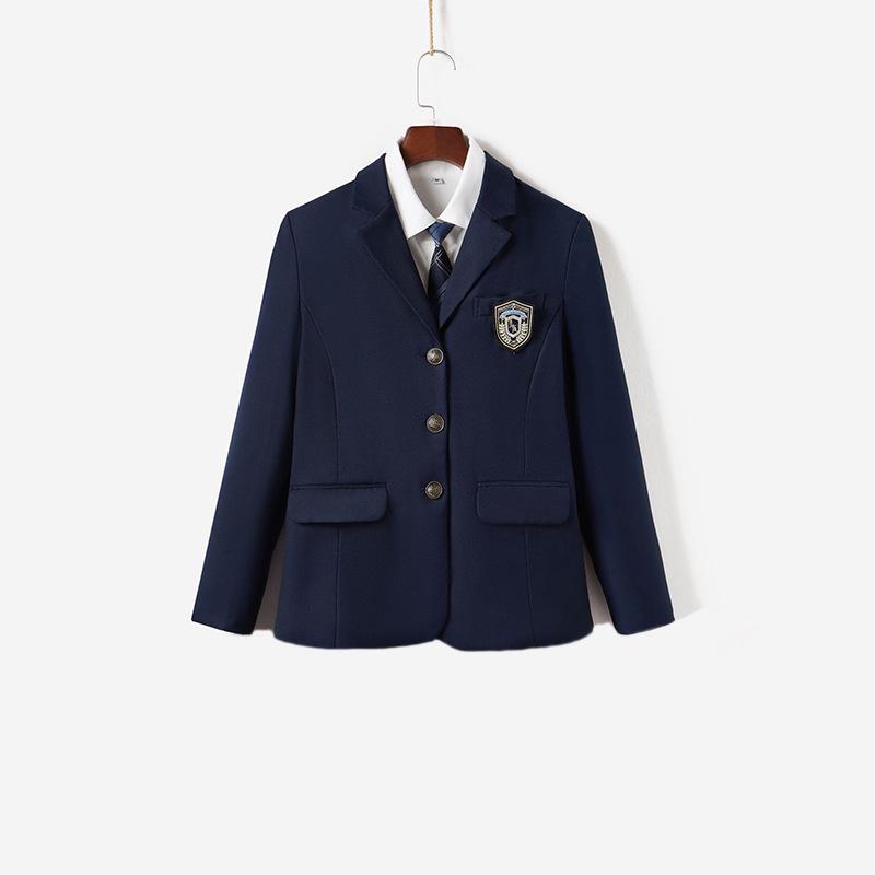 JK Uniform Three-Button School Blazer & Pleated Skirt Set