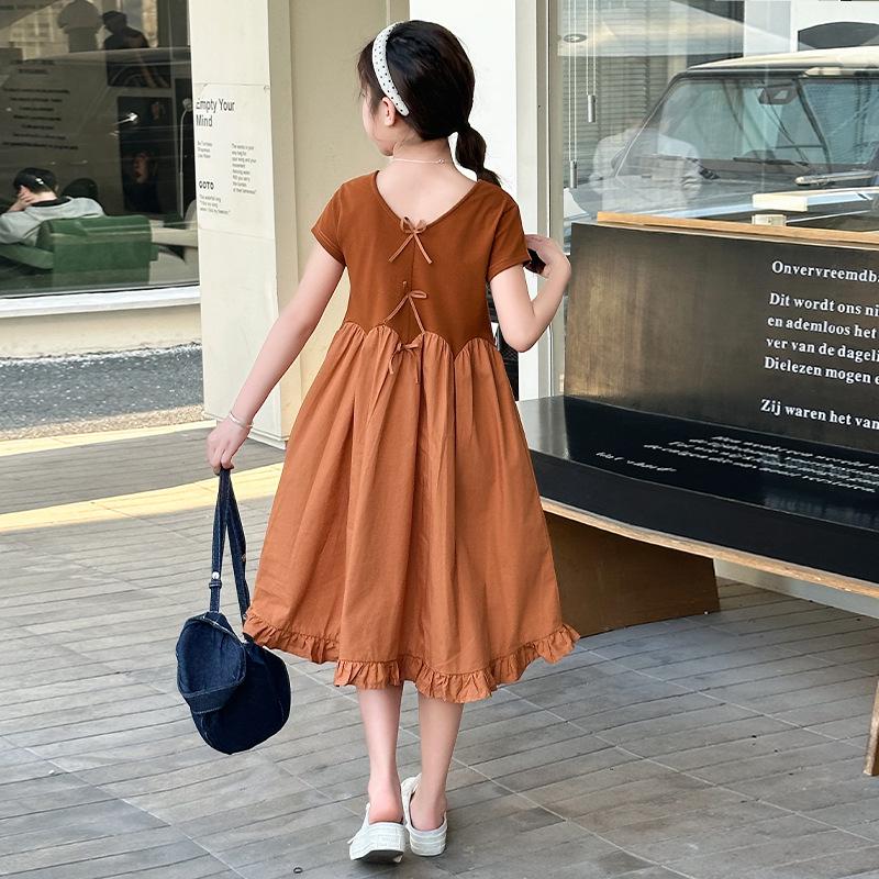 

Летнее платье принцессы с коротким рукавом для девочек 2025 года: Новая юбка в стиле пэчворк для детей старшего возраста 150 cm жёлтый