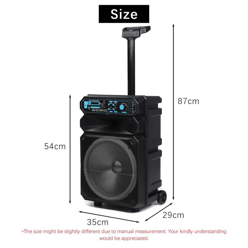 12inches 2000W Speakers Home Theater Karaoke Sound Box with Wireless Microphone LED Portable Bluetooth Speaker Box Trolley
