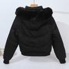 Giacca Corta Invernale Ispessita Stile Coreano Imbottita in Cotone con Collo in Pelliccia per Donne Petite Cappotto Caldo Imbottito in Piuma
