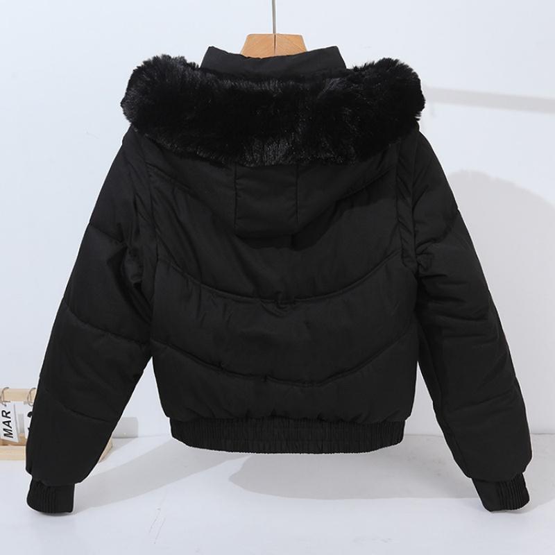 Giacca Corta Invernale Ispessita Stile Coreano Imbottita in Cotone con Collo in Pelliccia per Donne Petite Cappotto Caldo Imbottito in Piuma
