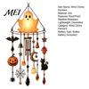 Night Glowing Yard Art Halloween Luminous Ghost Wind Chime, Glow-in-The-Dark Hanging Ornament with Pumpkin Bat Outdoor Garden Decoration Spider