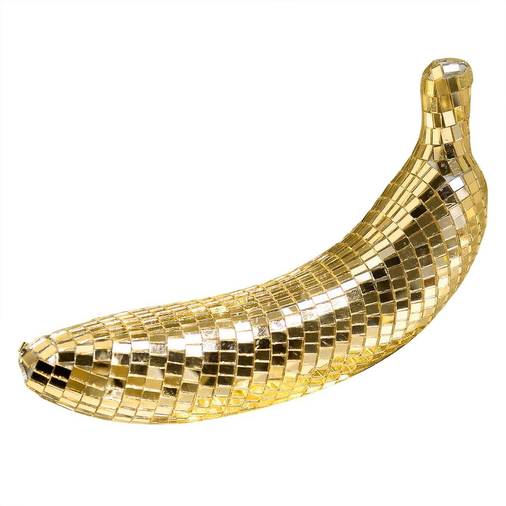 Glänzende Bananenform Figur Fruchtstatue Reflektierendes Disko-Ornament für Tanzpartys und Dekoration besonderer Ereignisse