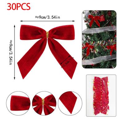 30 STÜCKE 2,5 cm Samtschleifenanhänger Weihnachtsatmosphäre Festival Kranzdekoration Weihnachtsbaumschmuck Anhänger