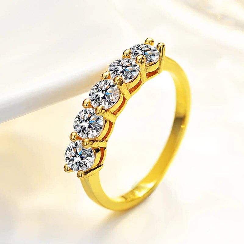 14k Gold Plated 1.5CTTW Real Moissanite Diamond Rings for Women 1/3 Eternity Bands S925 Sterling Silver Fine Jewelry GRA