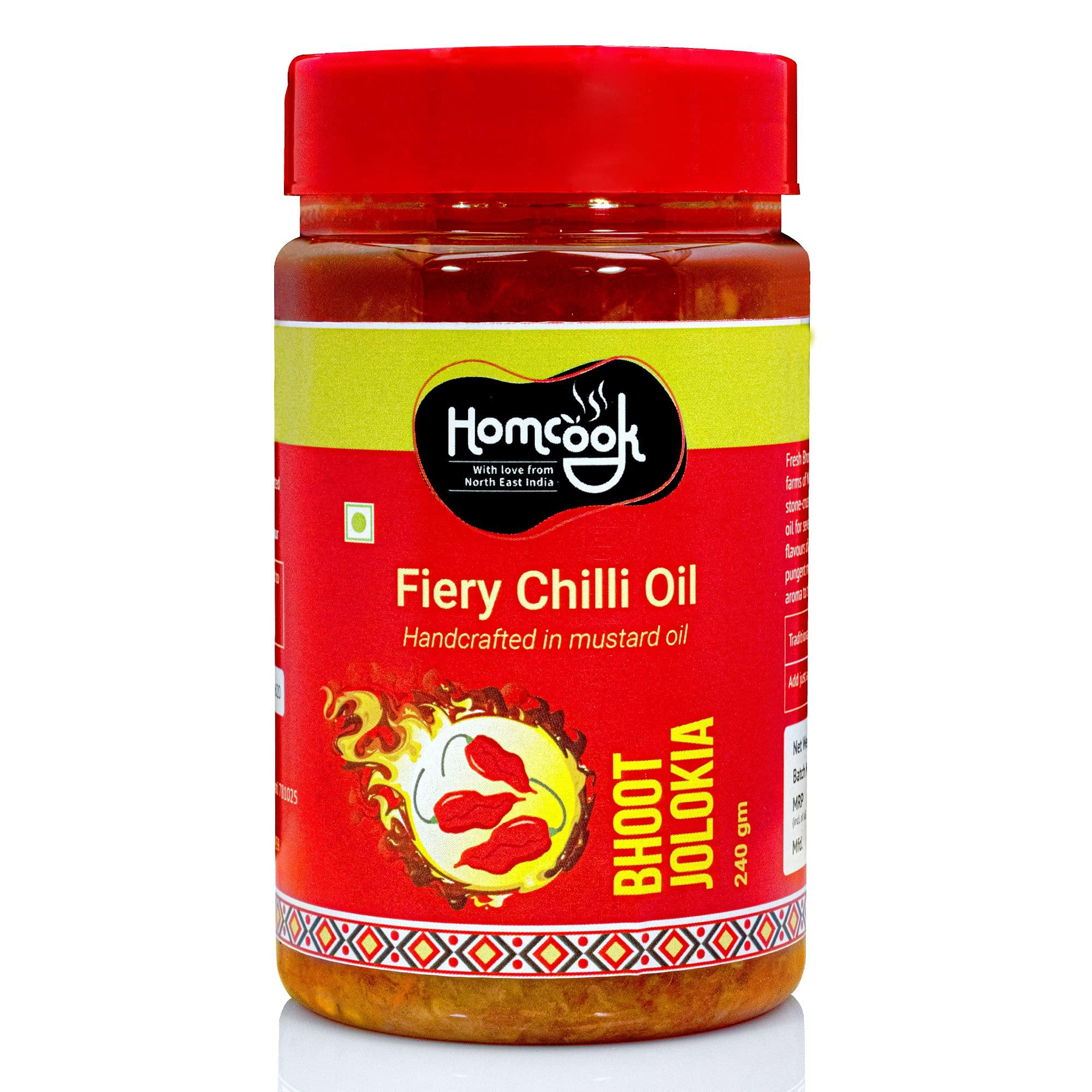 

Homcook Bhut Jolokia Ghost Pepper Naga King chilli Pickle |CHILI OIL |Fiery Hot sauce 240g