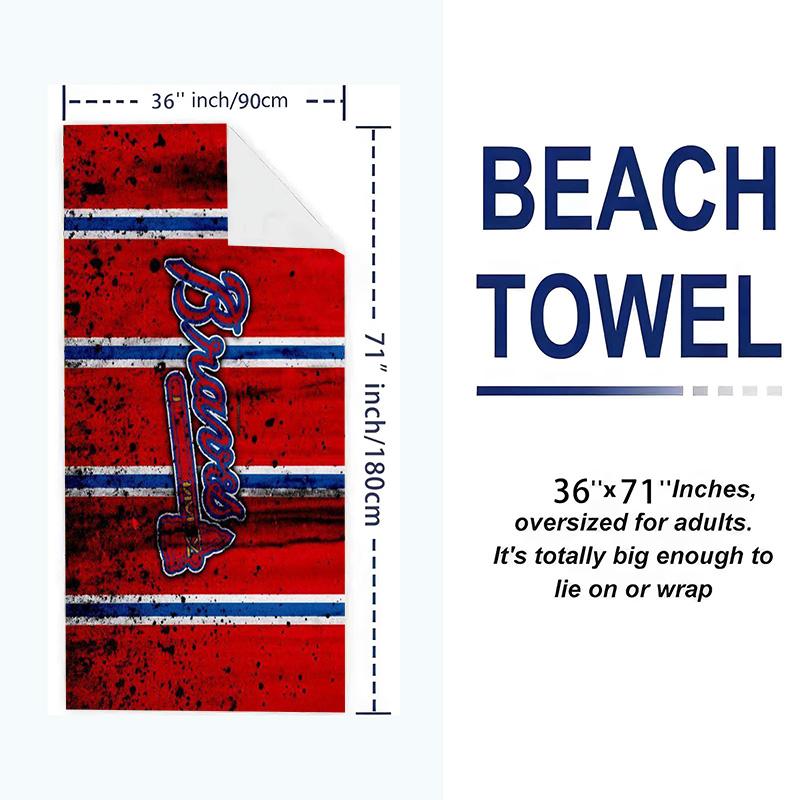 Atlanta Braves Print Beach Towel, Large Soft Quick Dry Towel for Beach Camping Swimming
