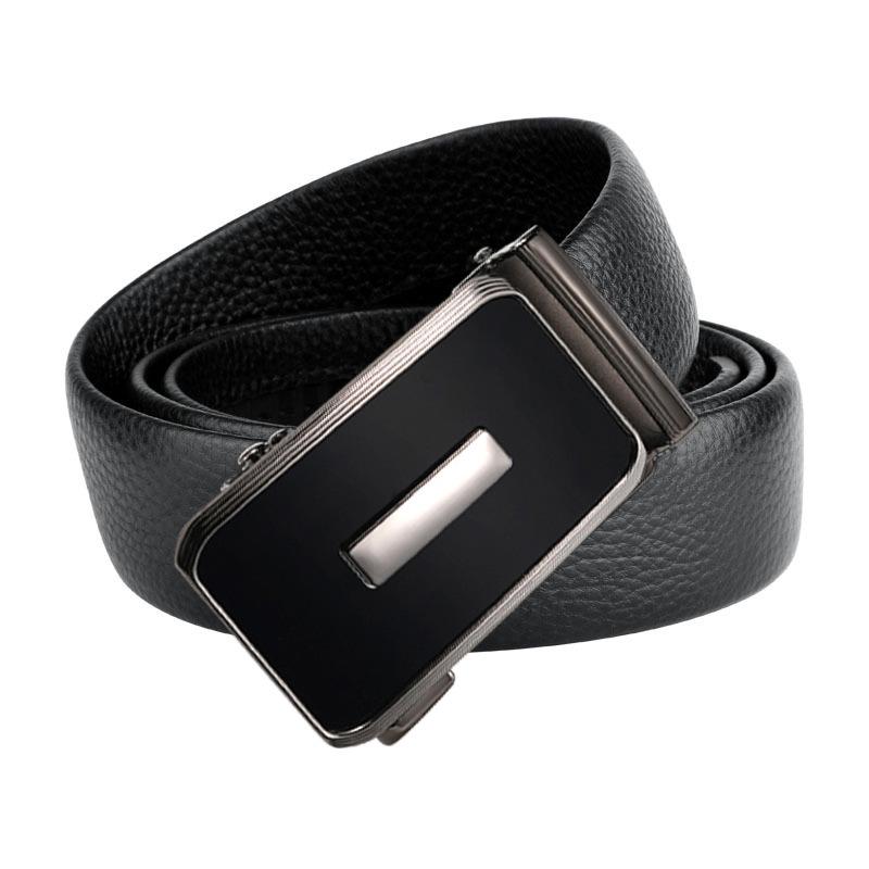 Business Belt Men's Genuine Leather Automatic Buckle Casual Men's Belt Cowhide Versatile Formal Casual Trousers Men's Middle Aged and Young Men