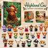 Holiday Countdown Surprise 24 Days 3D Highland Cow Advent Calendar 2026, Christmas Cute Farm Animal Gift for Parent Child Interaction Calendar,
