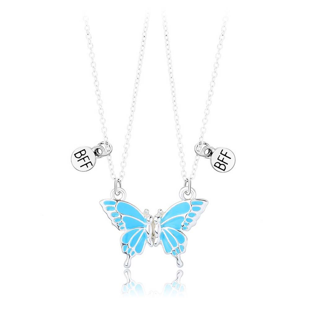 BFF Necklace Magnetic Necklaces Butterfly Pendant Choker Women's Jewelry Couple Clavicle Chain
