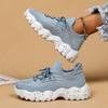 Women's Breathable Woven Sneakers Comfortable Lightweight Design Lace-Up Sock Shoes for Casual or Athletic Wear