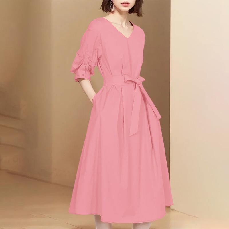 

ZANZEA Женское летнее платье с V-образным вырезом, свободного кроя, с рукавом до локтя 2XL