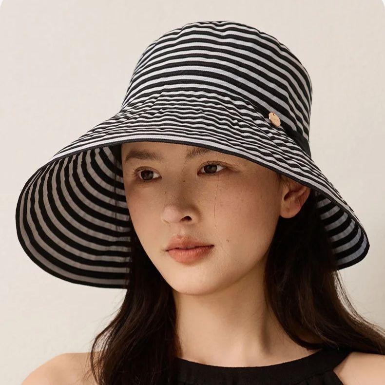 Striped Sunglasses Hat Versatile Sun Hat, Foldable, Summer Uv Protection, Wide-Brimmed Fisherman’S Hat Upf50+