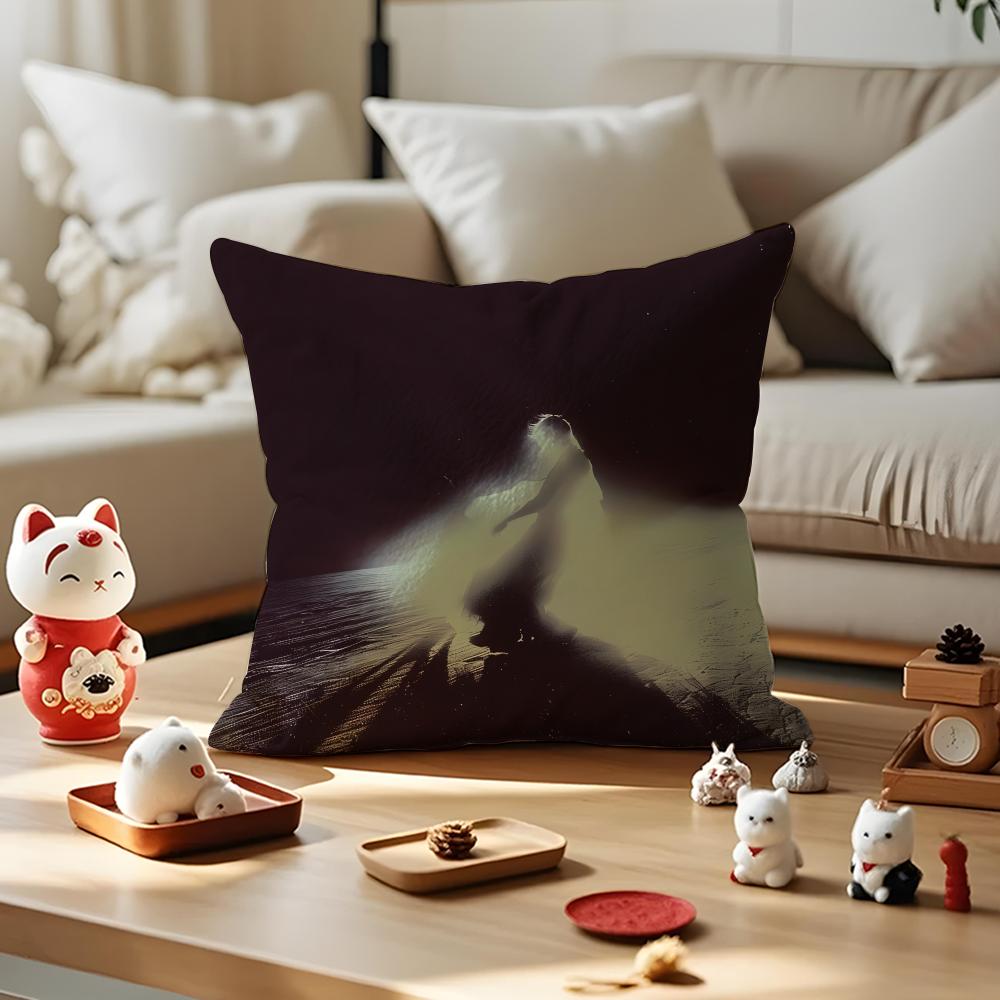 Emotional Illustration Cushion Cover Antidustmite Pillowcase Invisible Zipper Silky Short Plush Sofa Cushion Cover