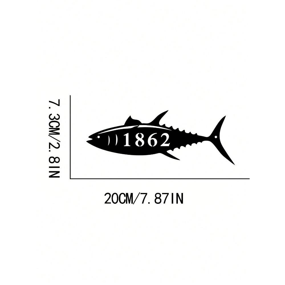 

Metal Fish Address Sign Custom House Number Plaque Door Metal Wall Art Mailbox Number Personalized Birthday Graduation Gift 20*7.3