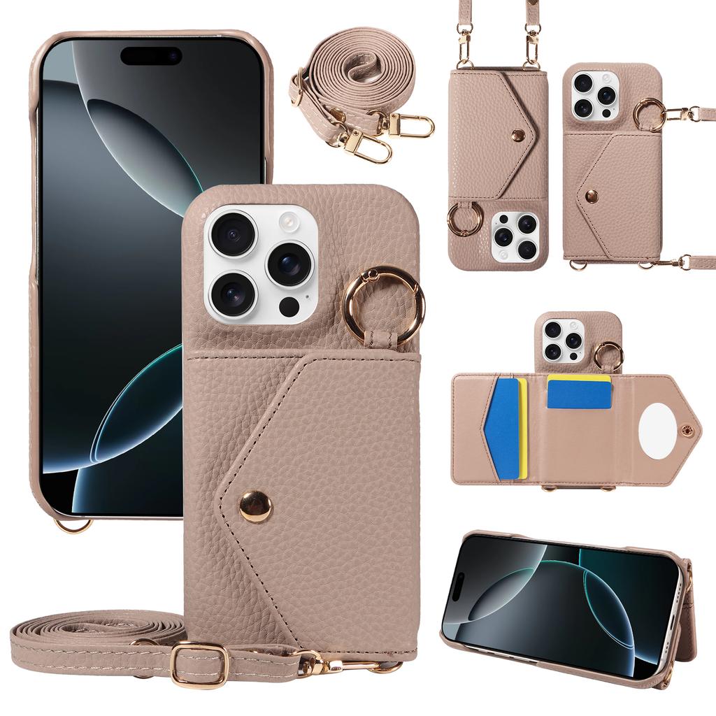 PU Leather Phone Case for IPhone17 17Air 17 Pro 17 Pro Max 16 15 14 13 Pro Crossbody Anti-demagnetization Anti-drop with Mirror