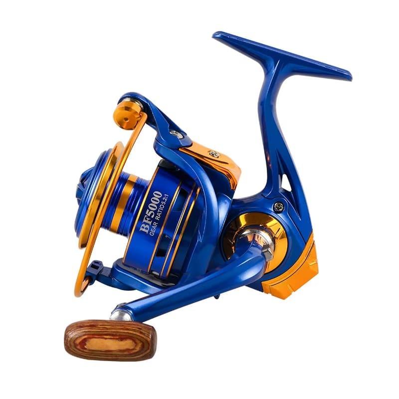 2024  Newest Fishing Reel 5.2:1 High Speed Ratio Metal Spool Spinning Reel 2000-7000 Gear Ratio Long Casting Solid Wood Sea Fishing Rod