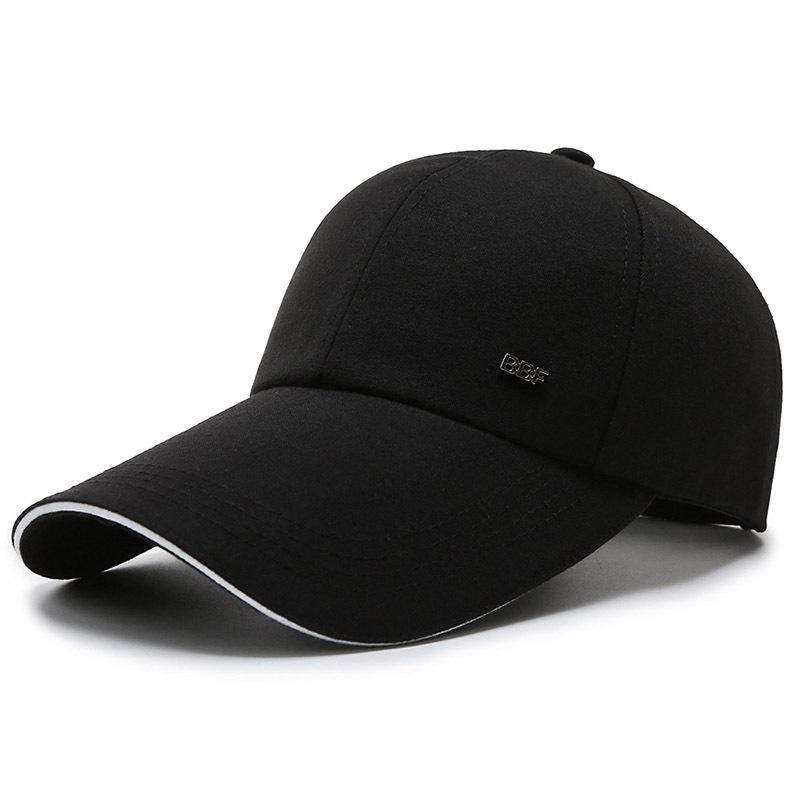 Hat Spring and Autumn Men's Cotton Polyester Good Canvas Sandwich Baseball Cap Extended Brim Iron Label Fishing Cap Shade Cap
